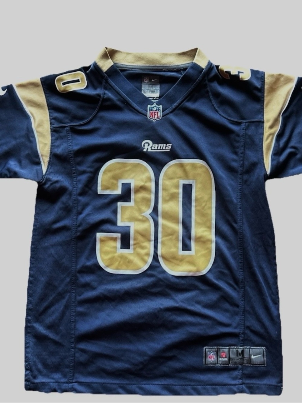 Nike NFL Rams Youth M Gurley III #30 Navy and Gold Football Jersey
